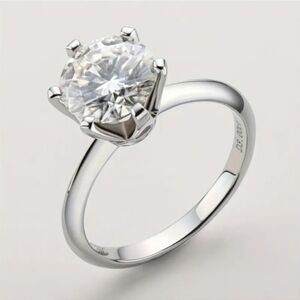 Diamond solitaire moissanite engagement ring 1-carat 925 Silver band.